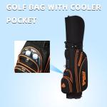 PGM Golf Stand Bag for Men and Women with Cooler, Lightweight and Durable Golf Walking Bag with Adjustable Straps and Waterproof Pockets for Course and Driving Range Use Black Orange