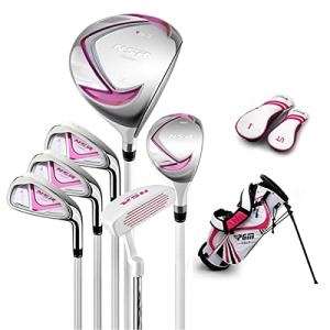 PGM Junior Golf Club Complete Set Includes Driver, Hybrid, 7, 9, Wedge Irons, Putter, Stand Bag Right Handed for Children Kids 6-8, 6 Pieces Youth Golf Clubs with 2 Headcovers for Boys & Girls