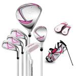 PGM Junior Golf Club Complete Set Includes Driver, Hybrid, 7, 9, Wedge Irons, Putter, Stand Bag Right Handed for Children Kids 6-8, 6 Pieces Youth Golf Clubs with 2 Headcovers for Boys & Girls