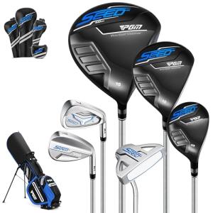 PGM 10 Piece Professional Complete Golf Club Set for Children Youth Junior(Age 9-13) Right Handed with Golf Stand Bag and Covers, R&A and USGA International Golf Set Certificated