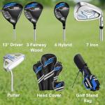 PGM 10 Piece Professional Complete Golf Club Set for Children Youth Junior(Age 9-13) Right Handed with Golf Stand Bag and Covers, R&A and USGA International Golf Set Certificated