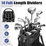 Findway 14 Way Golf Stand Bag [Upgrated Generous Space] Lightweight Golf Bag with Stand, Durable Golf Club Bag with Padded Dual Strap & Rain Cover for Men and Women