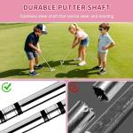 PGM Kids Junior Putter Golf Club Right Handed, Soft Grip Putter with Alignment line for Age 8-12, White Rose Pink JRTUG017