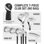 XDriveMax 7-Piece Men's Complete Golf Clubs Set (Clubs Only), Advanced Performance Set with 460cc Driver, Fairway Wood, Hybrid, Irons and Putter, Regular Flex (No Golf Bag Included),Right,White
