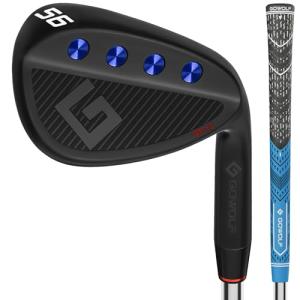 Gowolf 56 Degree Wedge Right Hand - Premium Forged Full Face Golf Wedges for Men, Golf Gap Wedges Sand Wedge Lob Wedge, Golf Clubs CNC Milled Face for More Spin - Great Golf Gifts (Black 56 Degree)