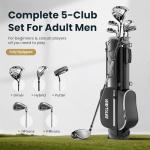 6-Piece Complete Golf Club Set for Men – Adult Golf Clubs with Stand Bag, Driver, Hybrid, 7/P Irons & Putter, Right Handed