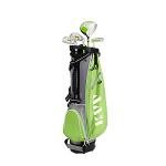 KVV Junior Complete Golf Club Set for Kids/Children Right Hand, 4-Piece Set Includes Oversize Driver, S# & 7# Irons, Putter, Head Cover, Portable Golf Stand Bag(Lime 8-10)
