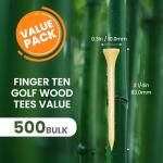 FINGER TEN Bamboo Golf Tees Wood 2 3/4 3 1/4 Inch Wooden Tee Color Bulk 250/500/1000/2000 Count for Men Women Kids (Natural, 500 Count(3 1/4 Inch))