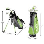 KVV Junior Complete Golf Club Set for Kids/Children Right Hand, 4-Piece Set Includes Oversize Driver, S# & 7# Irons, Putter, Head Cover, Portable Golf Stand Bag(Lime 8-10)