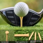 FINGER TEN Bamboo Golf Tees Wood 2 3/4 3 1/4 Inch Wooden Tee Color Bulk 250/500/1000/2000 Count for Men Women Kids (Natural, 500 Count(3 1/4 Inch))