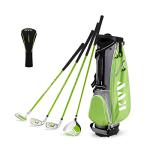 KVV Junior Complete Golf Club Set for Kids/Children Right Hand, 4-Piece Set Includes Oversize Driver, S# & 7# Irons, Putter, Head Cover, Portable Golf Stand Bag(Lime 8-10)