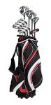 Precise S7 Men's 18-Piece Complete Golf Club Set – Titanium Driver, Fairway Woods, Hybrid, 5-SW Irons, Putter & Stand Bag, Right Handed – Tall Size – Red