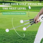 Quewpk Retractable Golf Swing Trainer – Golf Grip Trainer with Arm Band for Right-Handed Golfers, Grip Correction & Swing Click Feedback Training Aid, Indoor & Outdoor Practice, Golf Gifts for Men