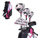 Aspire XD1 Womens Golf Clubs Full Set, Includes Driver, Fairway, Hybrid, 6-PW Irons, Putter, Stand Bag, 3 H/C's, Ultra-Light Graphite Shafts, Golf Clubs Women Left Handed, Comes in 3 Sizes, Pink