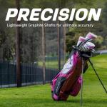 Aspire XD1 Womens Golf Clubs Full Set, Includes Driver, Fairway, Hybrid, 6-PW Irons, Putter, Stand Bag, 3 H/C's, Ultra-Light Graphite Shafts, Golf Clubs Women Left Handed, Comes in 3 Sizes, Pink