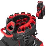 Tangkula Golf Cart Bag with 14-Way Full Length Dividers, 6 Molded Lock Top Golf Club Bag with 11 Pockets, Cooler Bag, Padded Strap, Handles, Umbrella Holder & Rain Hood (Red)