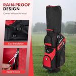 Tangkula Golf Cart Bag with 14-Way Full Length Dividers, 6 Molded Lock Top Golf Club Bag with 11 Pockets, Cooler Bag, Padded Strap, Handles, Umbrella Holder & Rain Hood (Red)