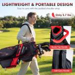 Tangkula Golf Cart Bag with 14-Way Full Length Dividers, 6 Molded Lock Top Golf Club Bag with 11 Pockets, Cooler Bag, Padded Strap, Handles, Umbrella Holder & Rain Hood (Red)