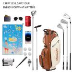 WOSOFE PU Golf Bag with 6/14 Way Top Dividers Automatically Adjustable Dual Straps Elegant Design for Men Women Pu Golf Stand Bag with Multiple Pockets