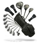 XDriveMax 15-Piece Men's Complete Golf Club Set - Forged Titanium 10.5° Driver, #3 Fairway, #4 Hybrid, 5-SW Stainless Steel Irons, Putter and Lightweight Stand Bag - Right,Black