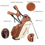 WOSOFE PU Golf Bag with 6/14 Way Top Dividers Automatically Adjustable Dual Straps Elegant Design for Men Women Pu Golf Stand Bag with Multiple Pockets