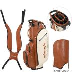 WOSOFE PU Golf Bag with 6/14 Way Top Dividers Automatically Adjustable Dual Straps Elegant Design for Men Women Pu Golf Stand Bag with Multiple Pockets