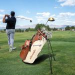 WOSOFE PU Golf Bag with 6/14 Way Top Dividers Automatically Adjustable Dual Straps Elegant Design for Men Women Pu Golf Stand Bag with Multiple Pockets