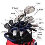 ASK ECHO T-Lock Golf Cart Bag with 14 Way Organizer Divider Top, Premium Cart Bag with Handles and Rain Cover for Men (Navy Blue)