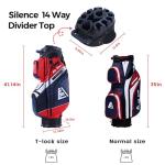ASK ECHO T-Lock Golf Cart Bag with 14 Way Organizer Divider Top, Premium Cart Bag with Handles and Rain Cover for Men (Navy Blue)