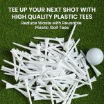 Golf Tees Plastic Unbreakable Easy to Find Bulk Value 200/500/1000 Count, 2 3/4 3 1/4 Inch Stable Tee Driving Range Reduce Friction, Green Red White USA Flag Practice (White, 500 Count (3 1/4 Inch))