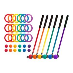 Champion Sports Mini Golf Clubs: Multi Colored Putt Putt Miniature Golfing Set for Kids - 6 Putters 18 Holes & 18 Balls