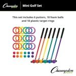 Champion Sports Mini Golf Clubs: Multi Colored Putt Putt Miniature Golfing Set for Kids - 6 Putters 18 Holes & 18 Balls