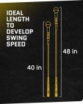 SKLZ Gold Flex Golf Swing Trainer and Warm-Up Stick - Essential Golf Accessories for Golfers, 48"/40” Golf Equipment for Distance, Balance Building, Power & Grip Training, Portable & Course-Legal