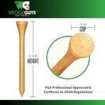 Wedge Guys Bamboo Golf Tees 1-1/2, 2-3/4 & 3-1/4" | 100,250,500 or 1000 pcs. | Free Ball Marker - Stronger Than Wood, Biodegradable & Less Friction | PGA Professional Approved, Golf Tees Bulk Bag