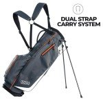 Izzo Golf Ultra-Lite Stand Golf Bag with Dual-Straps & Exclusive Features, Grey/Orange, 3.2 pounds