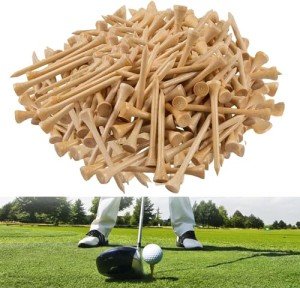 KLLsmDesign Professional Bamboo Golf Tees, 2.75 Inch (7cm) Length, Stronger Than Wood, No Side Spin Friction, 1000pcs Per Pack Color in Solid Nature