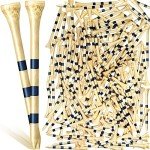 Jadive 500 Count Bamboo Golf Tees 3-1/4 Inches Stable Long Wooden Golf Tees for Golf Activities, Natural Color and Blue