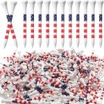 Mudder 600 Pcs 3-1/4" Golf Tees USA Stars and Stripes American Flag Golf Tees Bulk Bamboo Patriotic Golf Tees Long Red White and Blue Golfing Tees for Men Women(Chic)