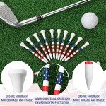 Mudder 600 Pcs 3-1/4" Golf Tees USA Stars and Stripes American Flag Golf Tees Bulk Bamboo Patriotic Golf Tees Long Red White and Blue Golfing Tees for Men Women(Chic)