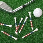 Mudder 600 Pcs 3-1/4" Golf Tees USA Stars and Stripes American Flag Golf Tees Bulk Bamboo Patriotic Golf Tees Long Red White and Blue Golfing Tees for Men Women(Chic)