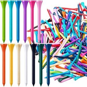 Lewtemi Wood Golf Tees Bulk Long Golf Tees Bamboo Ball Accessories for Men Women Balls Lovers Club, Reduce Side Spin and Friction(1500 Pcs,Colorful,3 1/4 Inch)