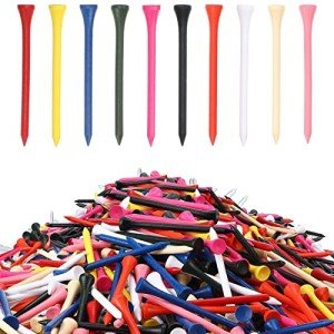 Vinsot 500 Pack Golf Tees Bulk 3-1/4 Inch Colored Wood Golf Tees Bulk Unbreakable Long Tall Golf Tees for Men Women Kids Golf Balls Game