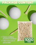 weyleity Bamboo Golf Tees | 1000 Pack 2 3/4 inch | 7X Strong, Reduce Friction & Side Spin