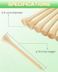 weyleity Bamboo Golf Tees | 1000 Pack 2 3/4 inch | 7X Strong, Reduce Friction & Side Spin