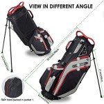 Golf Stand Bag 14 Way Top Dividers Ergonomic with Stand 8 Pockets,Lightweight Golf Bag for Men, Golf Bags with Stand,Dual Strap, Rain Hood (Red)
