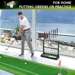 XCSOURCE Wooden Golf Putter Stand, Golf Club Holder Stand Floor Display Rack, Golf Club Rack for 8 Clubs and 12 Balls Storage, Golf Club Organizer for Indoor Home Office Club Simulator