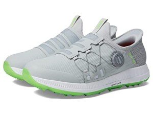 Skechers Men's Go Elite 5 Slip in Twist Fit Waterproof Golf Shoe Sneaker, Gray/Lime Spikeless, 10.5 Wide