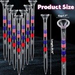 JellyArch 200 Pack Golf Tees 3 1/4'' Plastic Golf Tees USA American Flag Reduce Side Spin and Friction Transparent Long Tees Bulk with 6 Prongs Accessories for Men