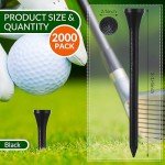 Mudder 2000 Pcs Bamboo Golf Tees Bulk Professional Golf Tees Reduce Friction Side Spin for Club Men Women Kids Accessories(Black,3-1/4 Inch)