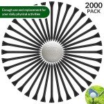 Mudder 2000 Pcs Bamboo Golf Tees Bulk Professional Golf Tees Reduce Friction Side Spin for Club Men Women Kids Accessories(Black,3-1/4 Inch)